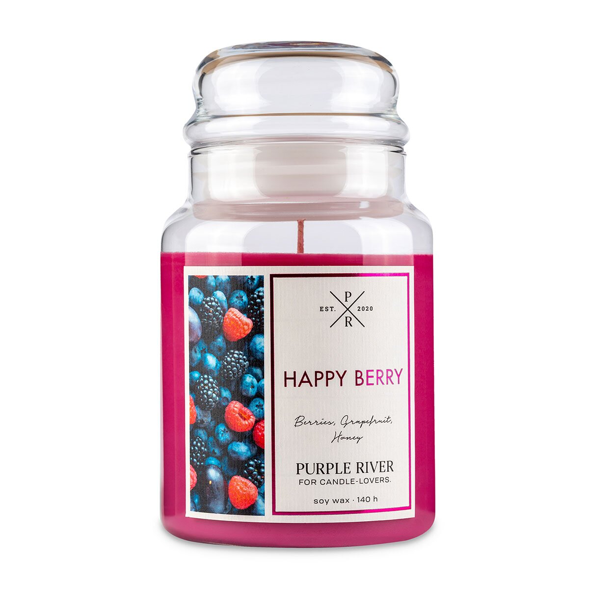 Purple River Candle großes Glas Happy Berry - Duftkerze