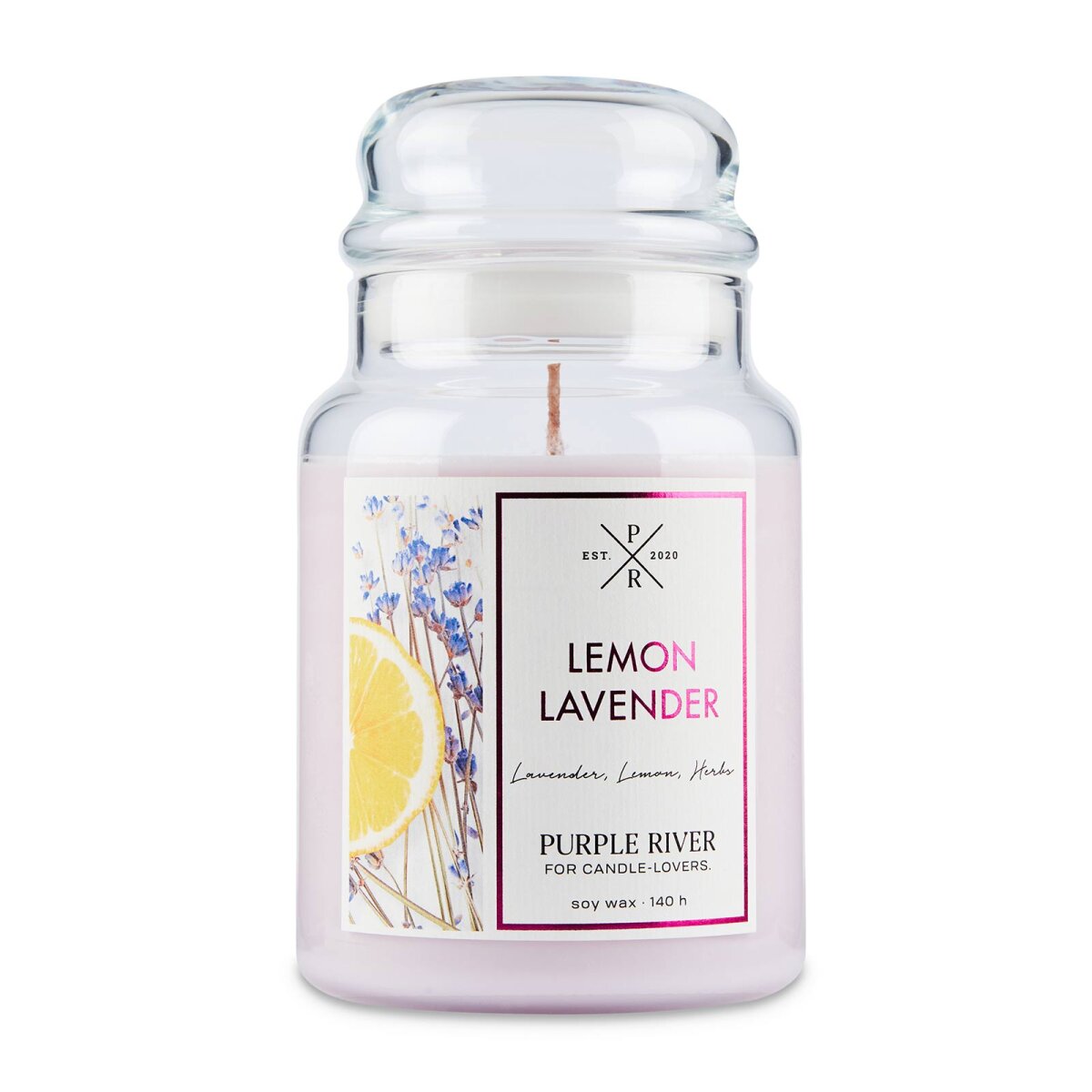 Purple River Candle großes Glas Lemon Lavender - Duftkerze