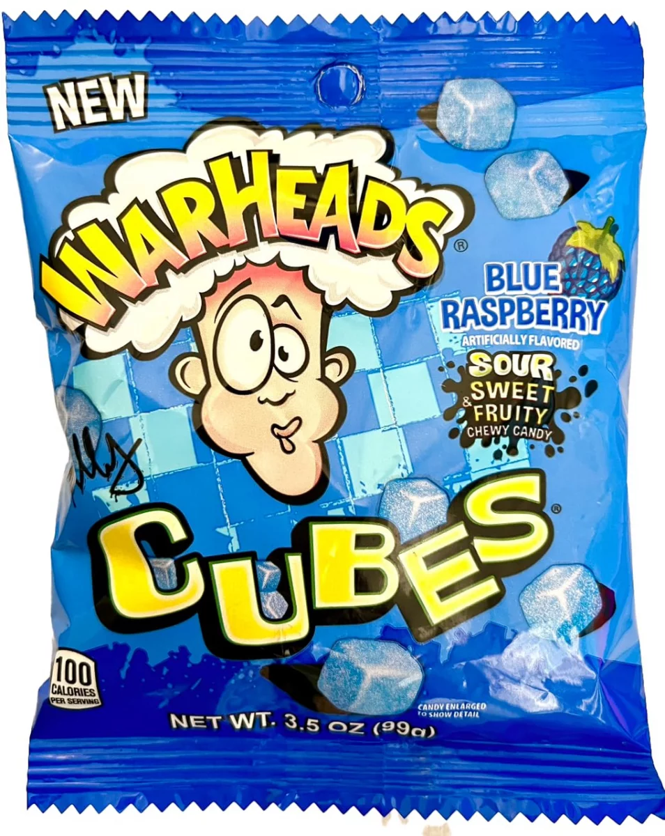 importshop24 Warheads Blue Raspberry Cubes 99g Bag Kaubonbons