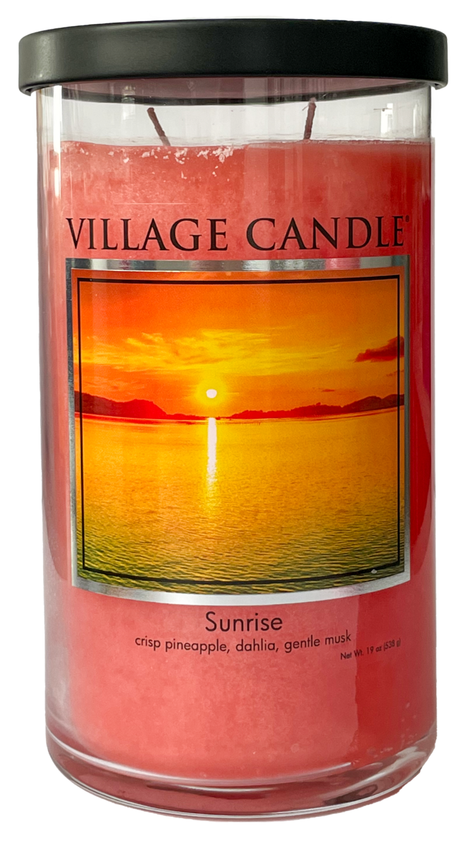 importshop24 Village Candle Tumbler großes Glas Sunrise Duftkerze