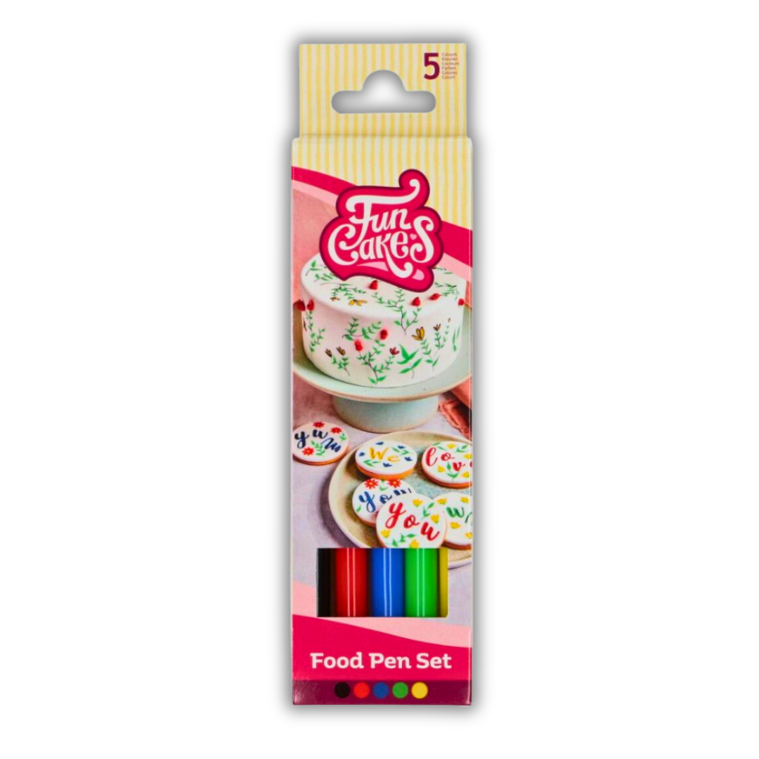 Fun Cakes Deco Food Pen Primärfarben Set mit 5 Stiften