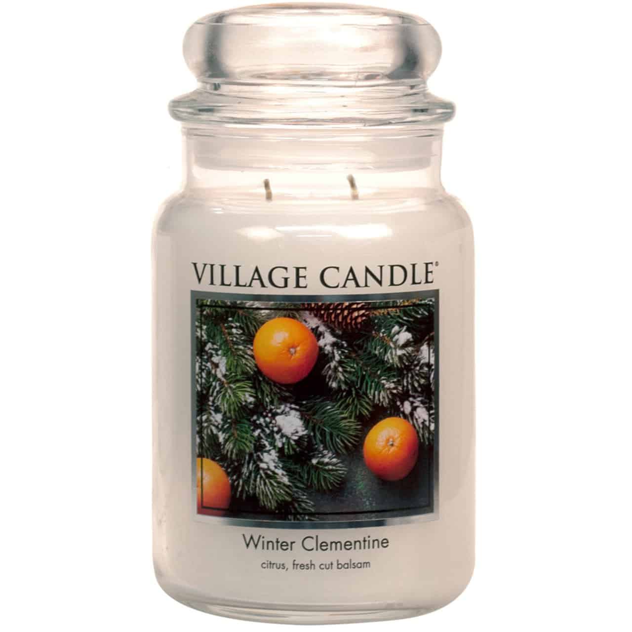 importshop24 Village Candle großes Glas Winter Clementine Duftkerze