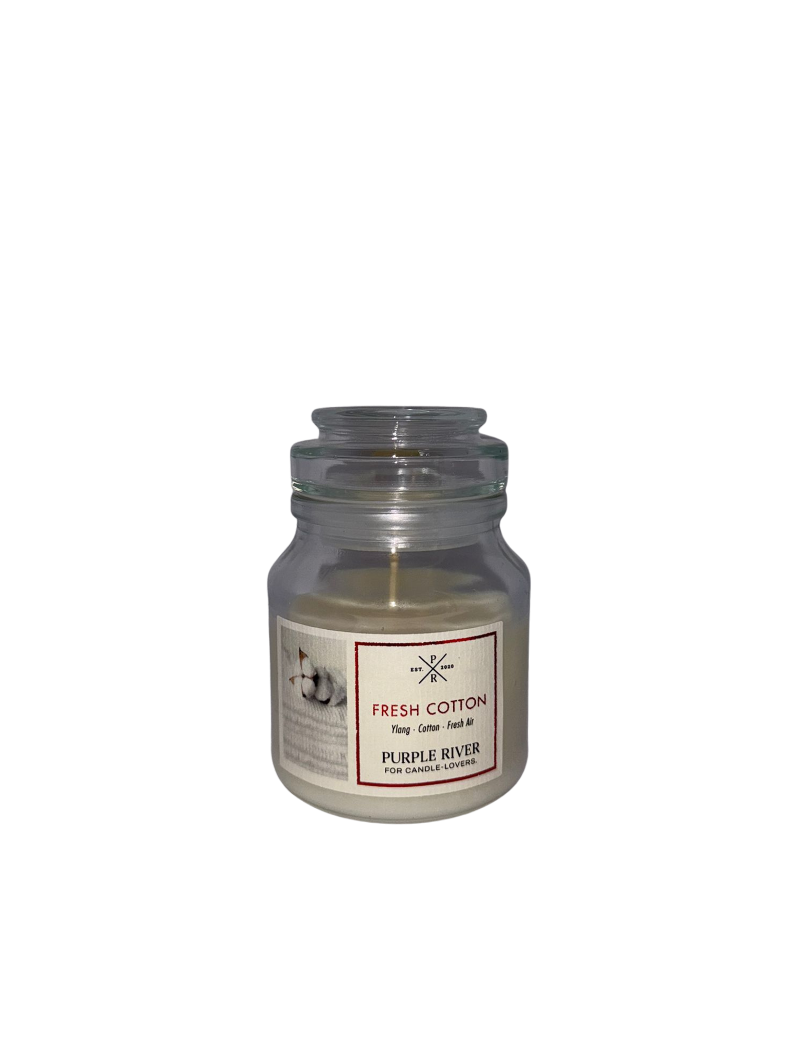 Purple River Candle mittleres Glas Fresh Cotton - Duftkerze