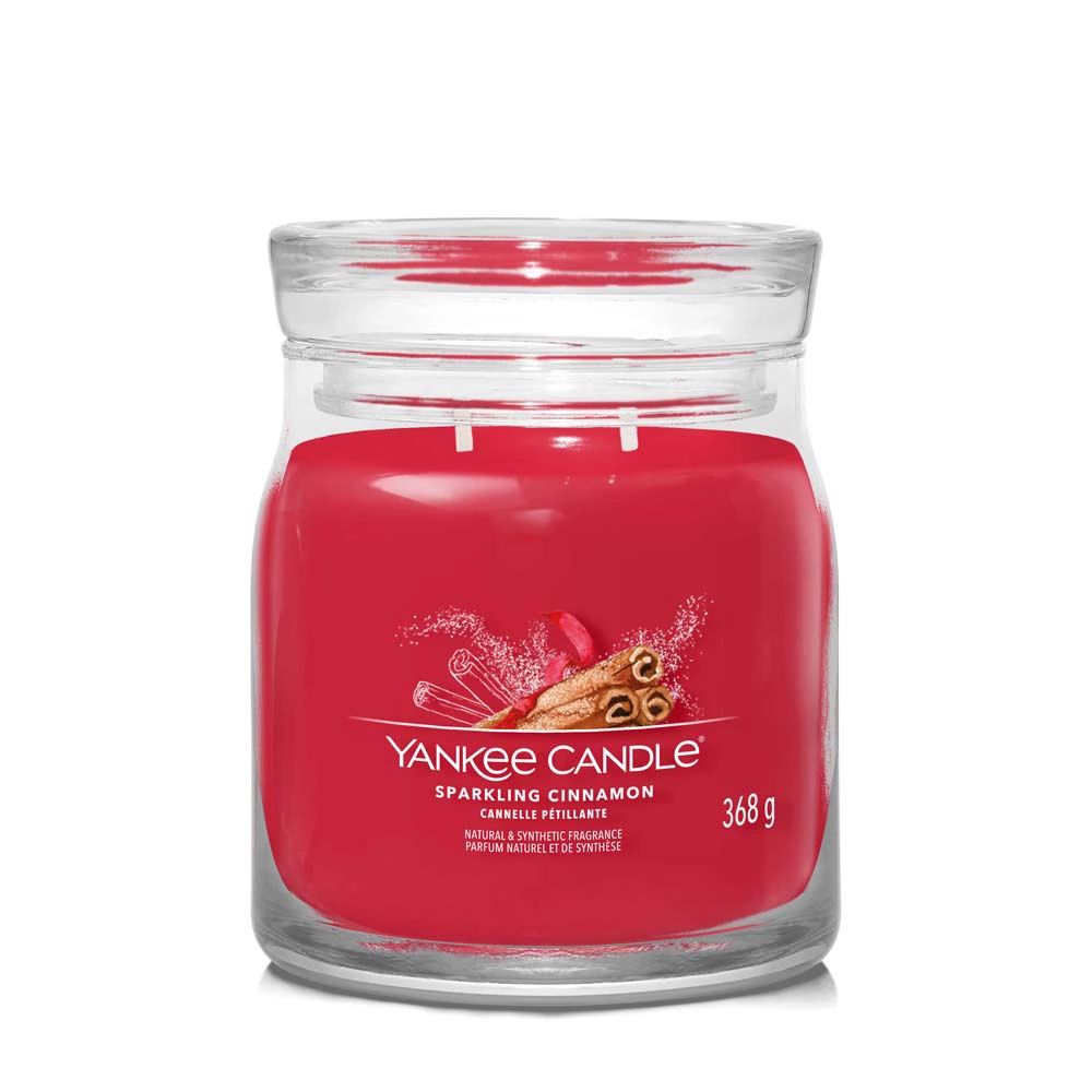 Yankee Candle mittleres Glas Sparkling Cinnamon - Duftkerze