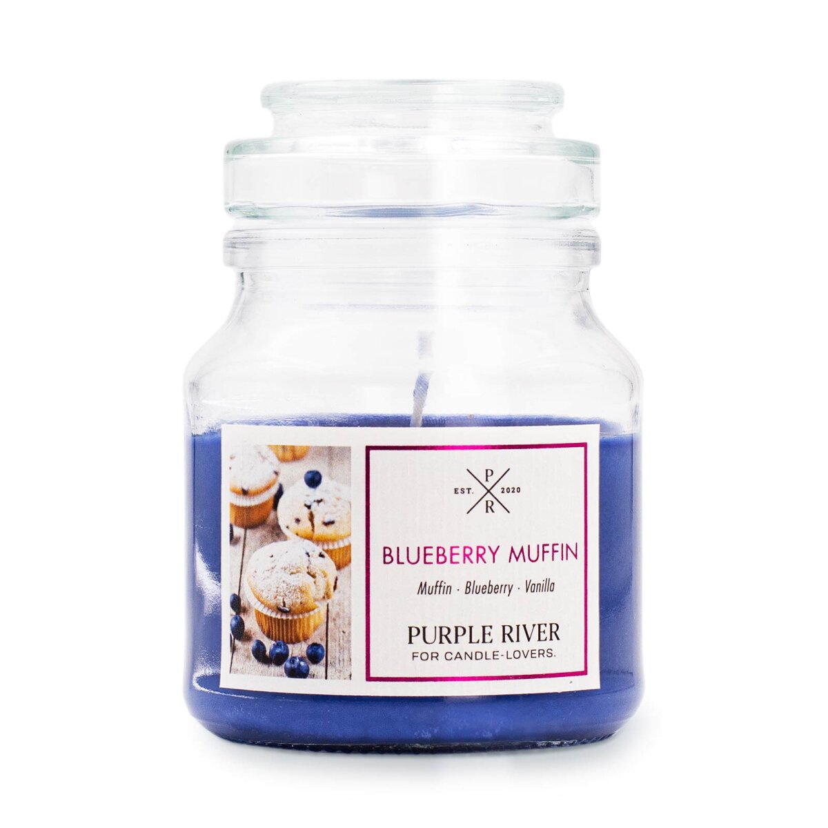 Purple River Candle mittleres Glas Blueberry Muffin - Duftkerze
