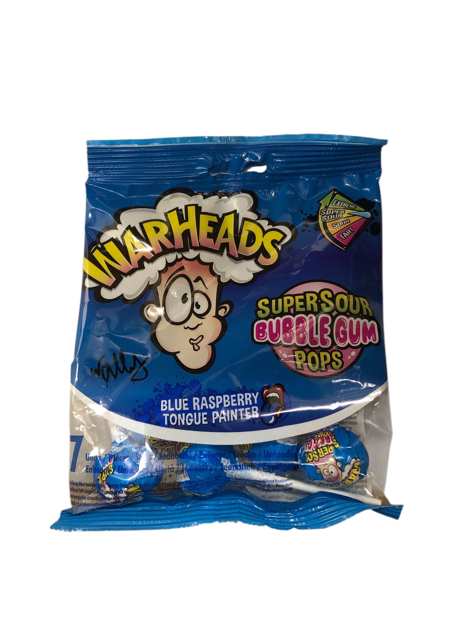 Warheads Blue Raspberry Super Sour Bubblegum Pops 105g - Lutscher Warheads Blue Raspberry Super Sour Bubblegum Pops 105g - Lutscher