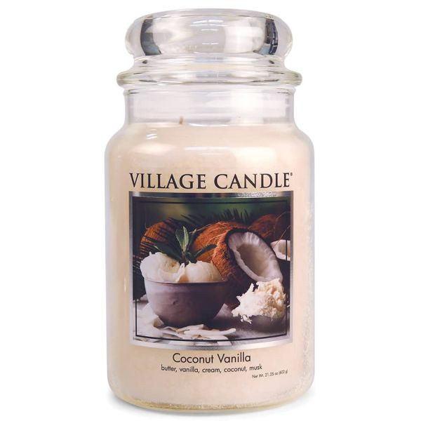 Village Candle großes Glas Coconut Vanilla Duftkerze