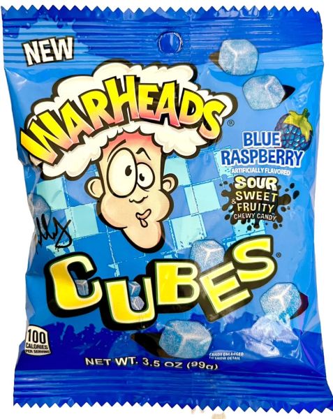 Warheads Blue Raspberry Cubes 99g Bag Kaubonbons